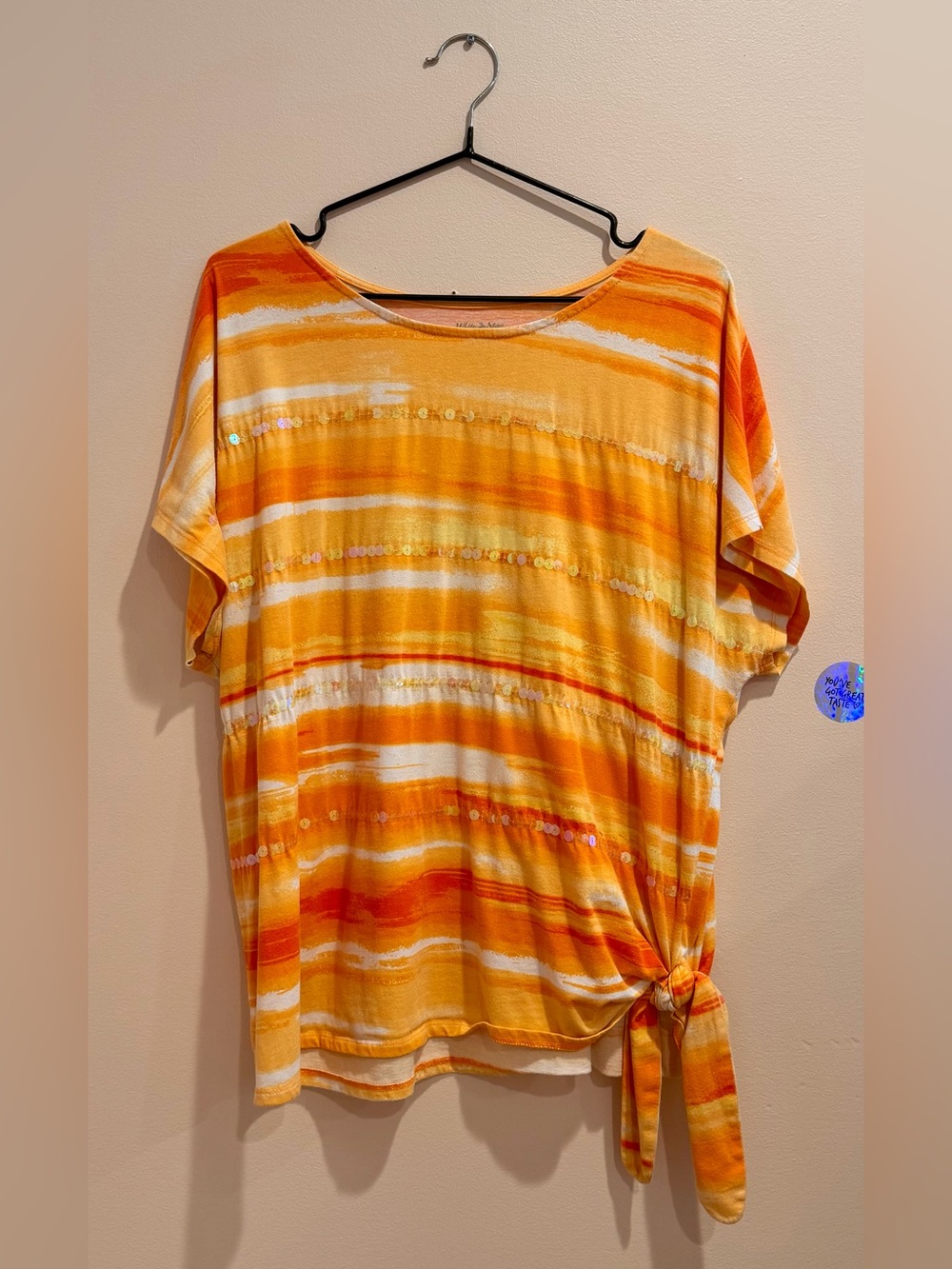 Women's Cotton Sparkle Tie Dye Tie Knot Top Blouse XXL
